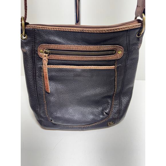 The Sak Brown Leather Crossbody Sequoia Boho Handbag Western Zippered - Picture 2 of 7